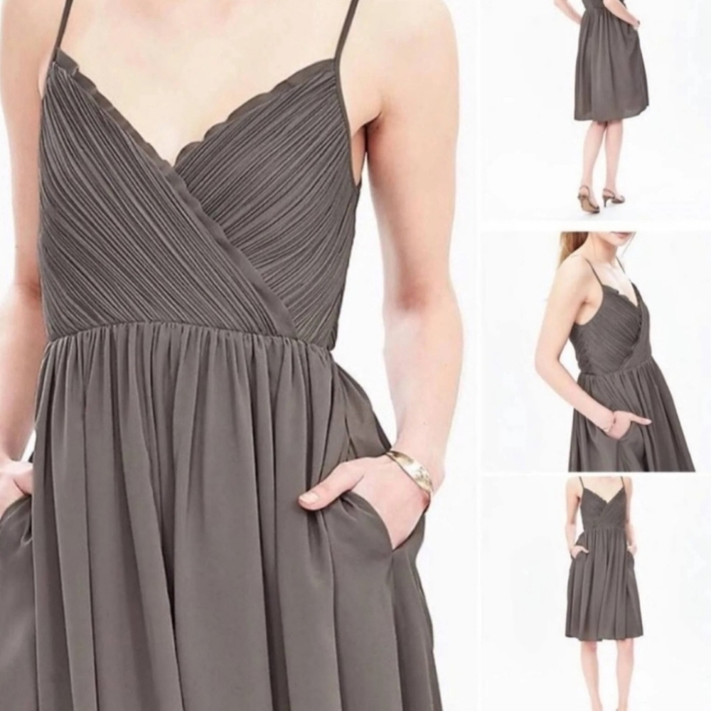 Banana Republic Taupe / Grey Brown Dress With Pockets - Size 12 Tall